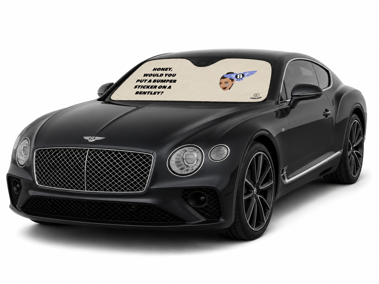 WHEELERIE Kimmy windshield sunshade installed behind the windshield of a Bentley Continental GT